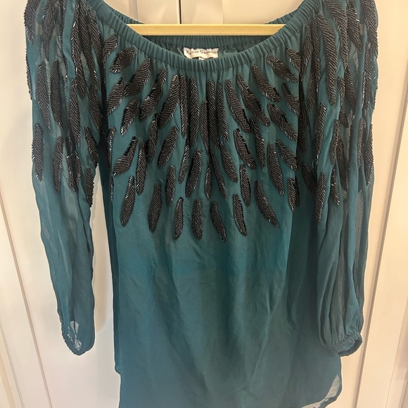 Karina Grimaldi Tops - Karina Grimaldi Teal Beaded Women's Top XS stunning!